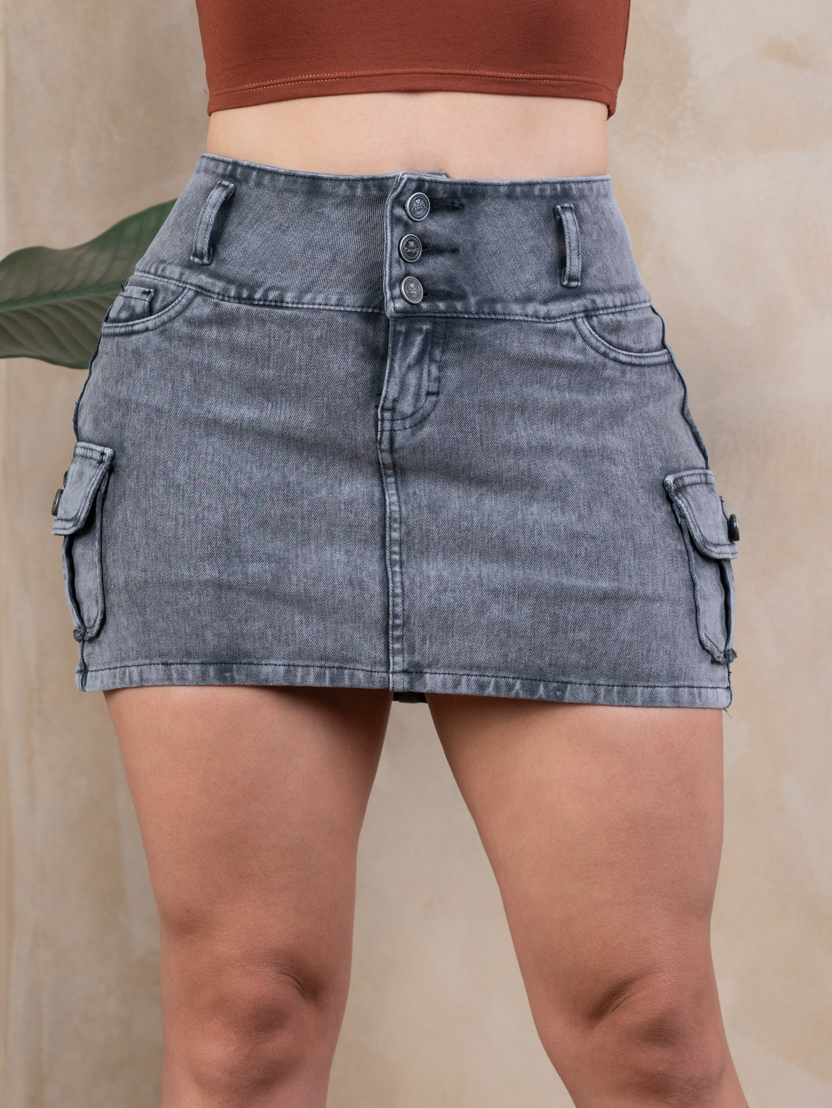 Falda Cargo Plomo Plata