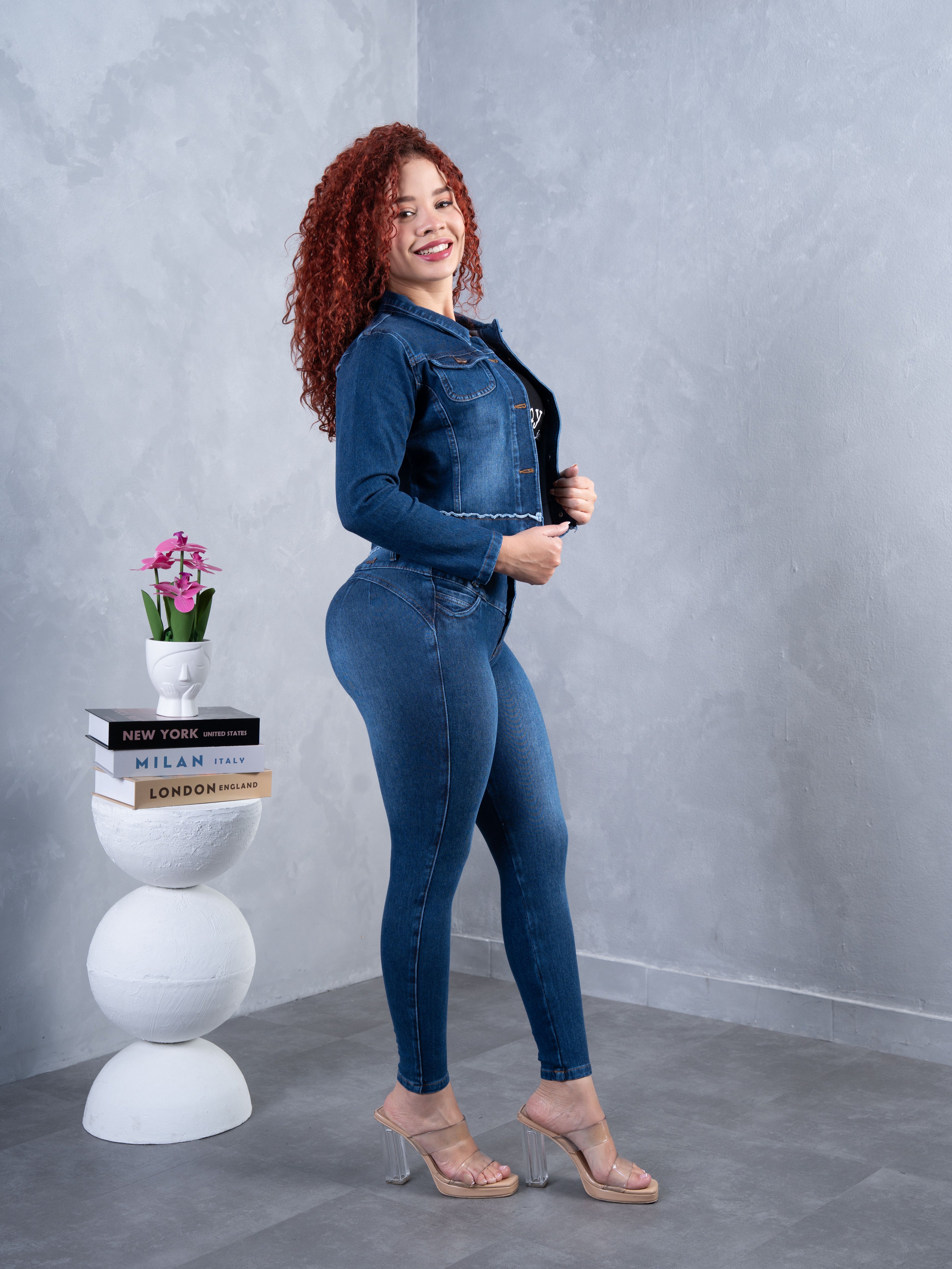 Conjunto Clásico azul cuello camisero