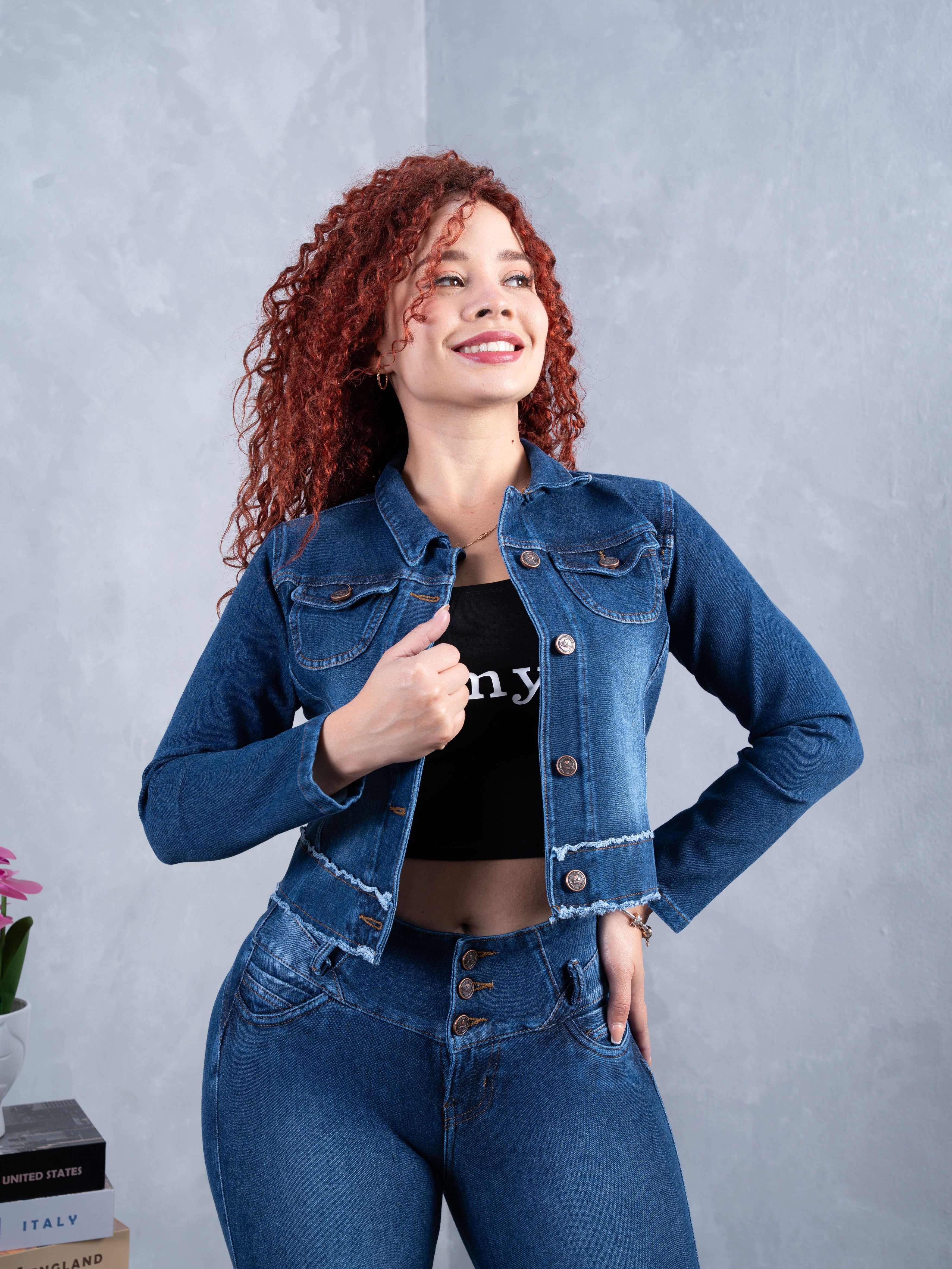 Conjunto Clásico azul cuello camisero