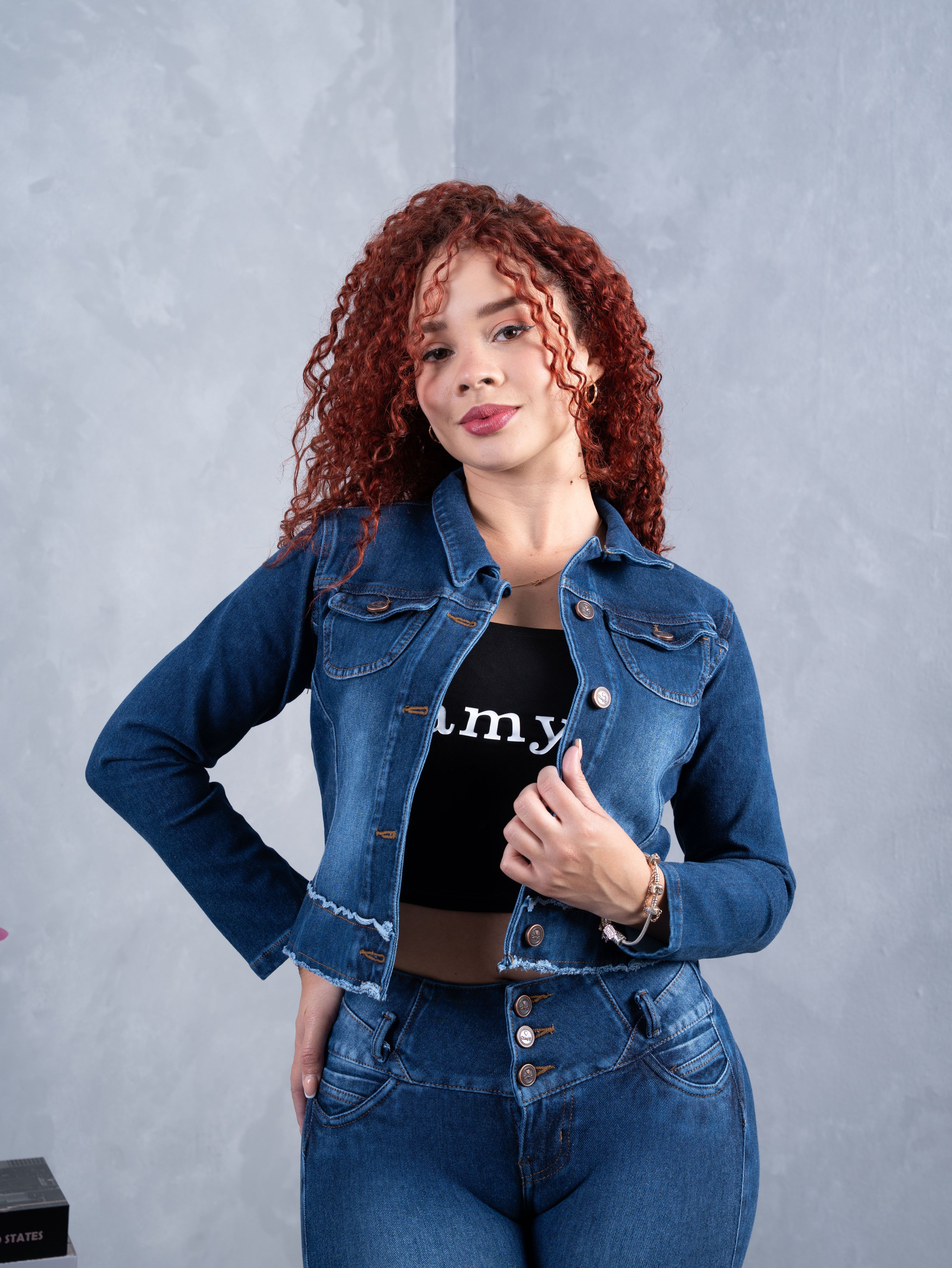 Conjunto Clásico azul cuello camisero