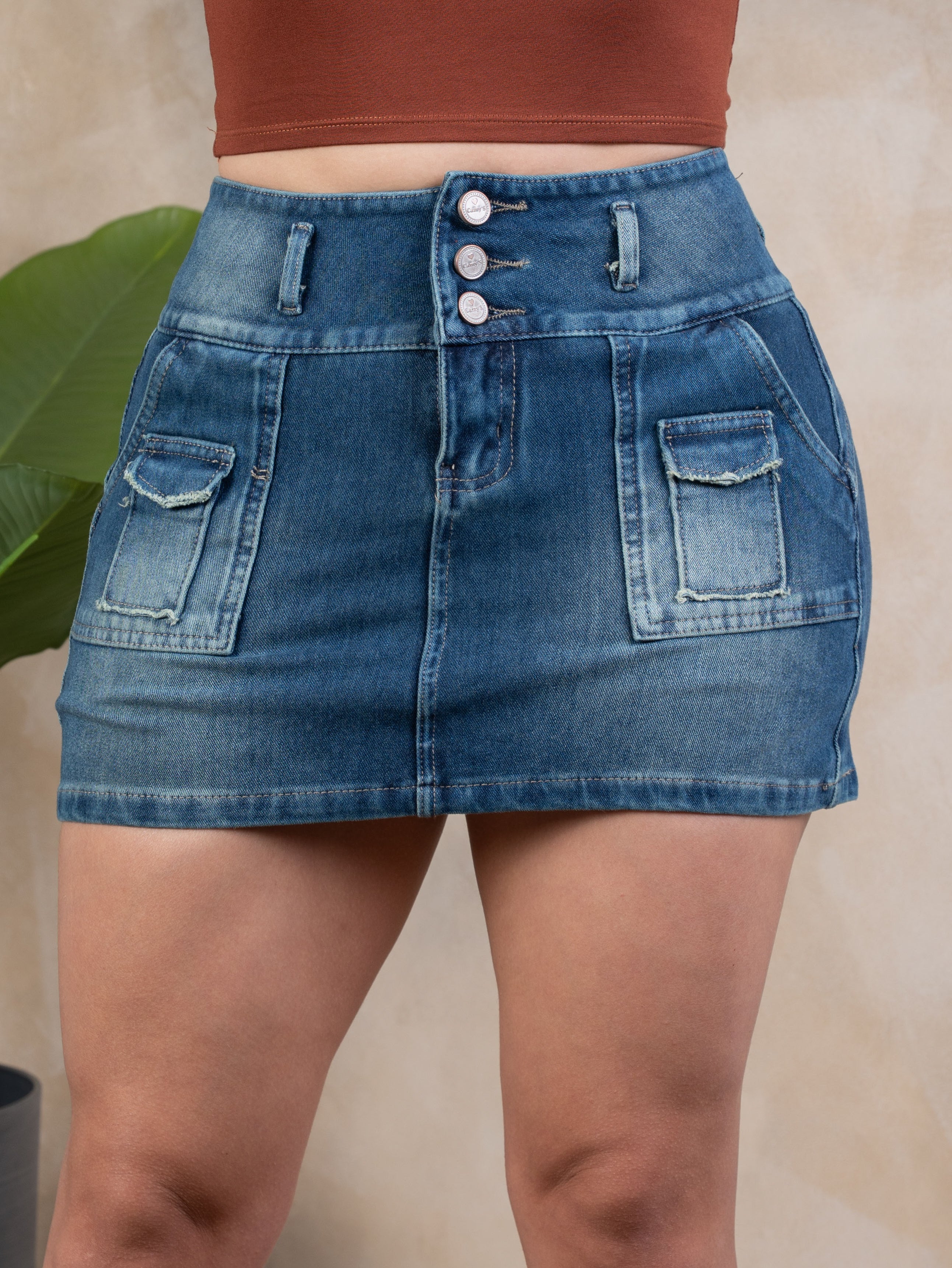 Short Falda Azul madera