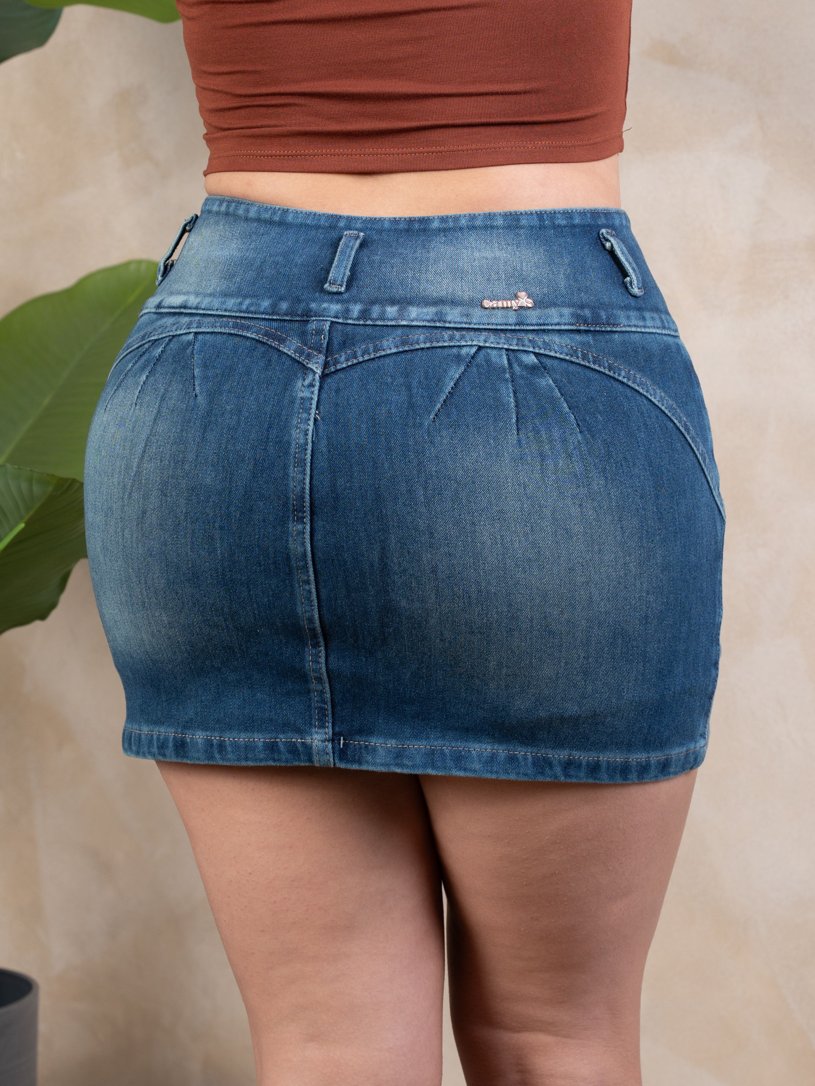 Short Falda Azul madera