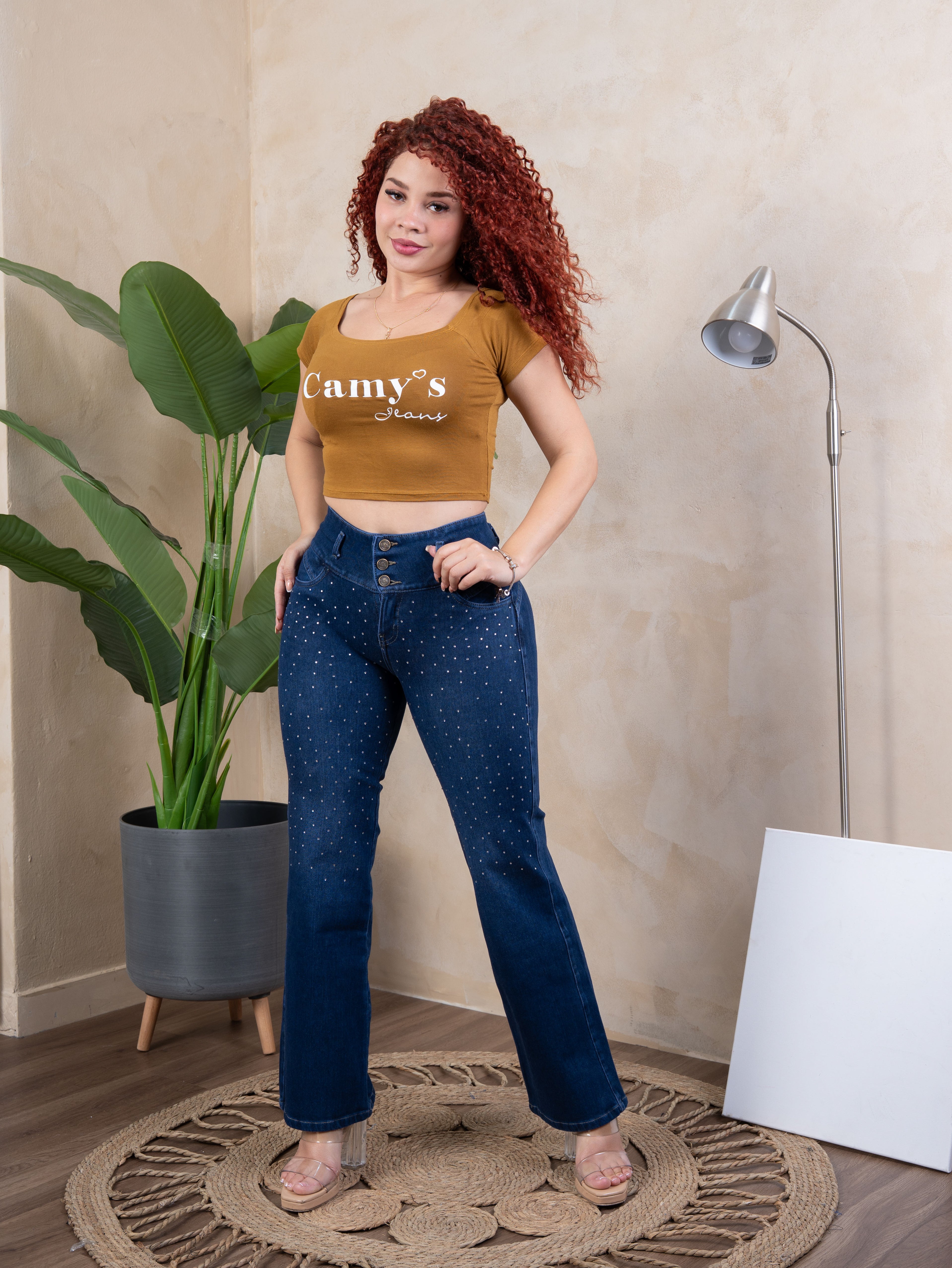 Pantalón Baggy con brillo azul