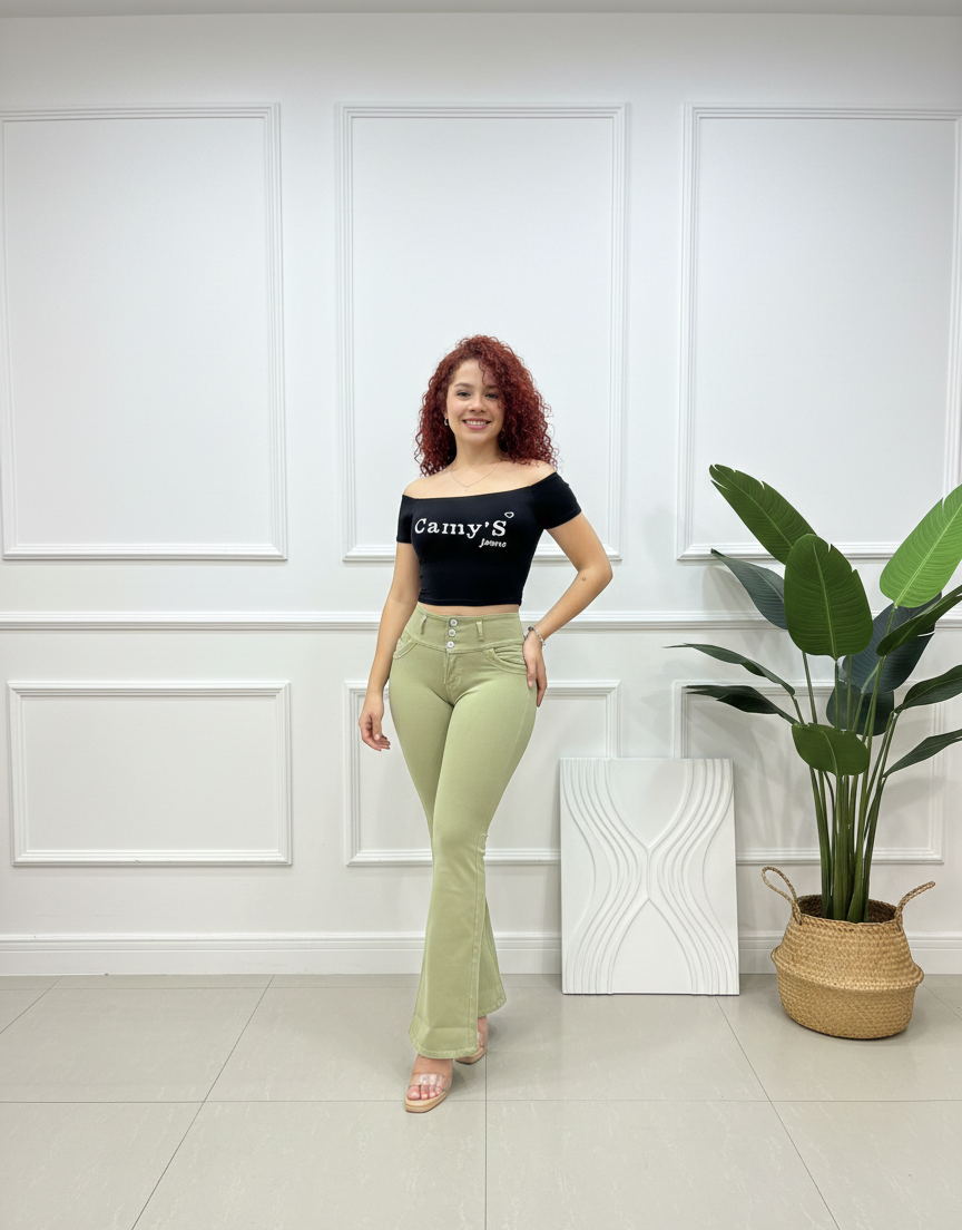 Pantalón Palazzo verde manzana