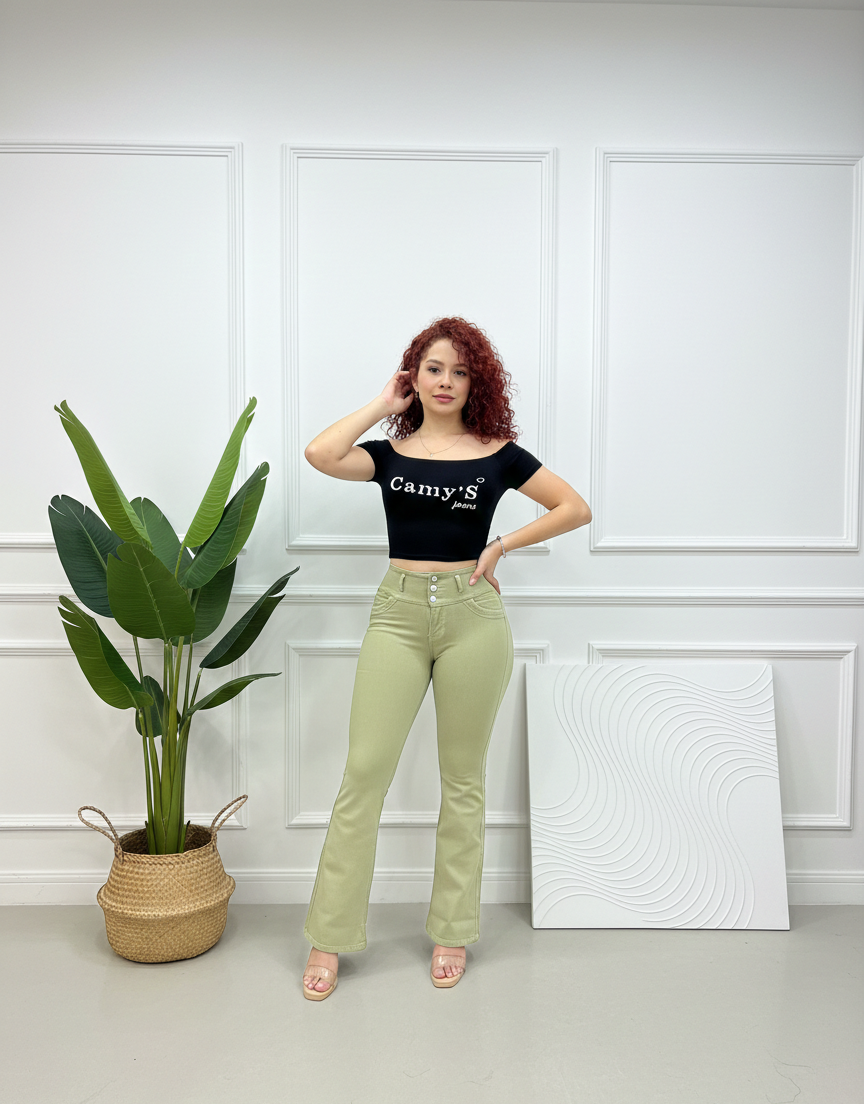 Pantalón Palazzo verde manzana