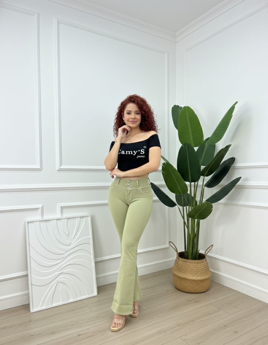 Pantalón Palazzo verde manzana