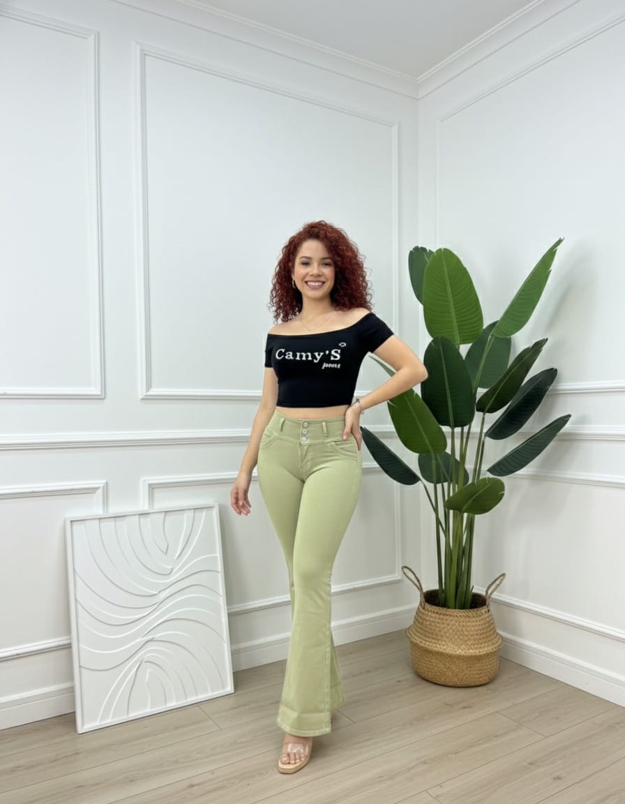 Pantalón Palazzo verde manzana