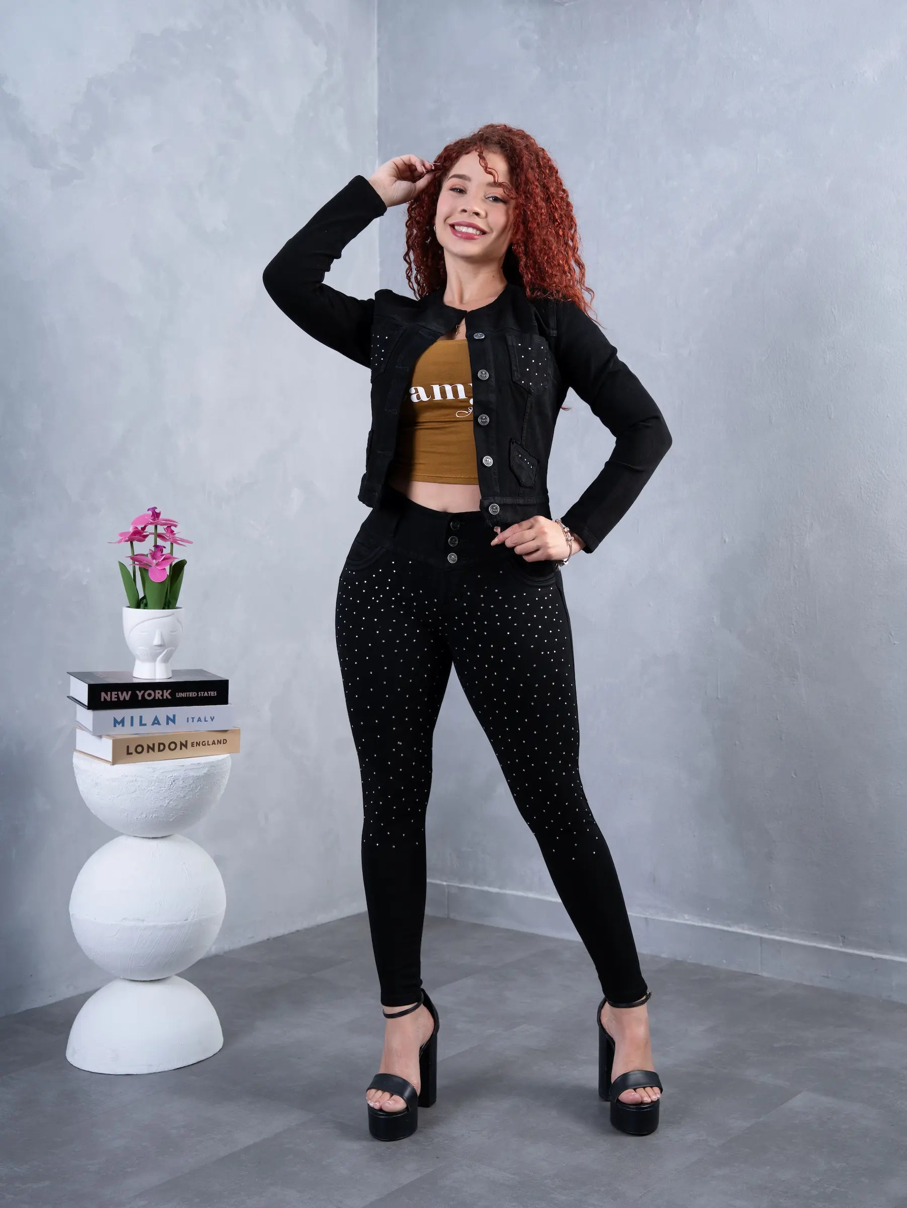 Conjunto Clásico Negro Brillo